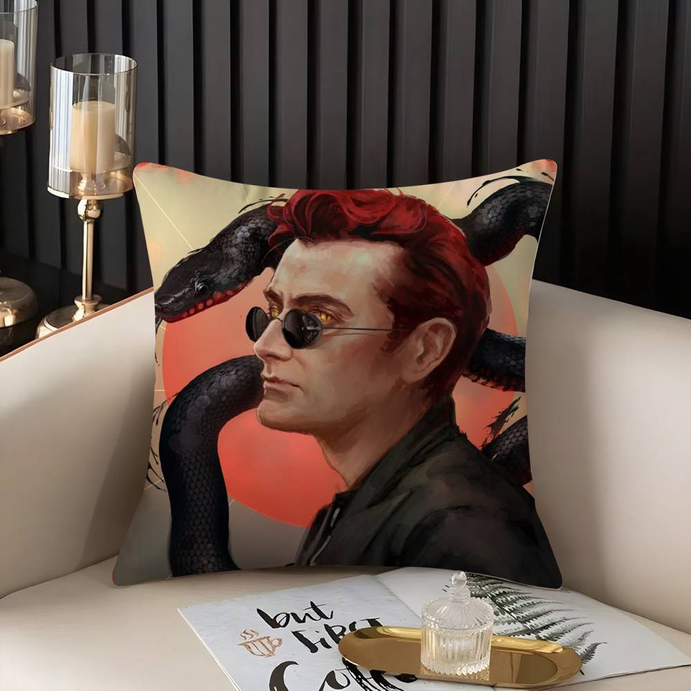 TV G-Good Omens Kissenbezug Zuhause Wohnheim Stuhllehne Kurzer Plüsch Beidseitiger Druck Büro Nickerchen Kissenbezug