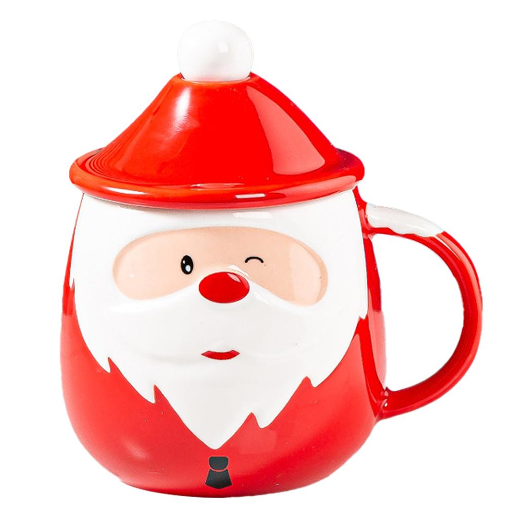 Xmas Coffee Cup Red 450ML Versatile Cute Ceramic Mug for Home Travel Holiday Gift
