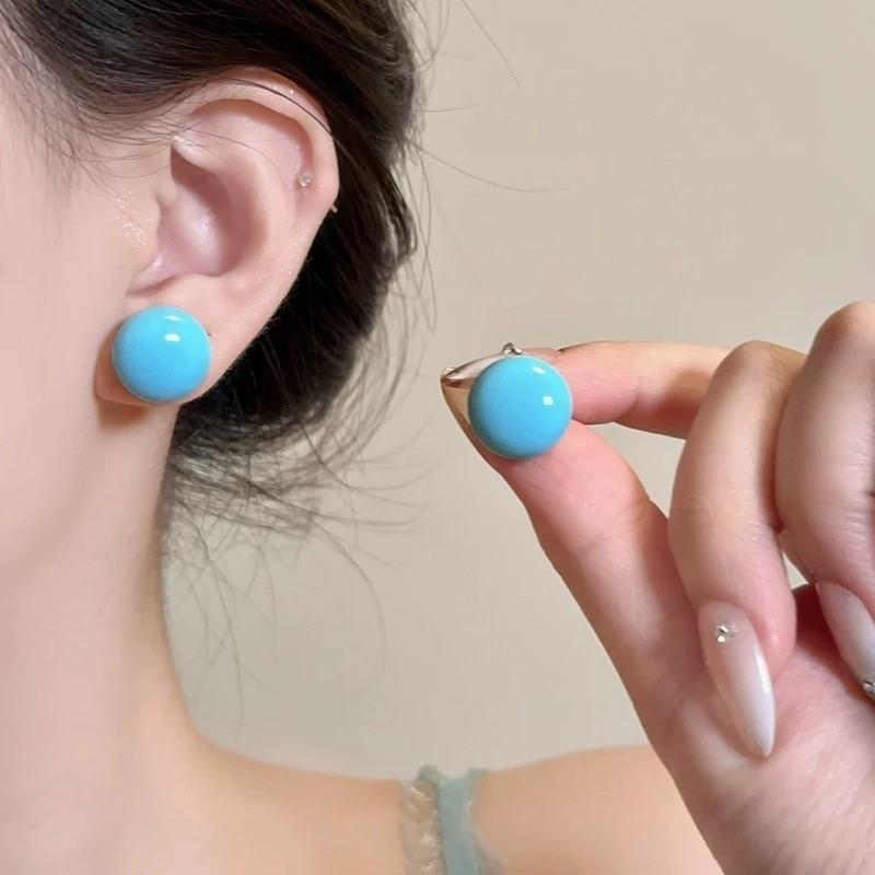 Pinkdudu Dopamine Candy Colorful Bun Bean Stud Earrings for Women Cute Round Multicolored Happy Style Drops PD2515