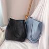 PU Leather Shoulder Bucket Bags Large Capacity Korean Style Tote Bag  Women Girls