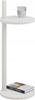 Round Loft Side Table with Shelf 30x30x80 Cm Metal White