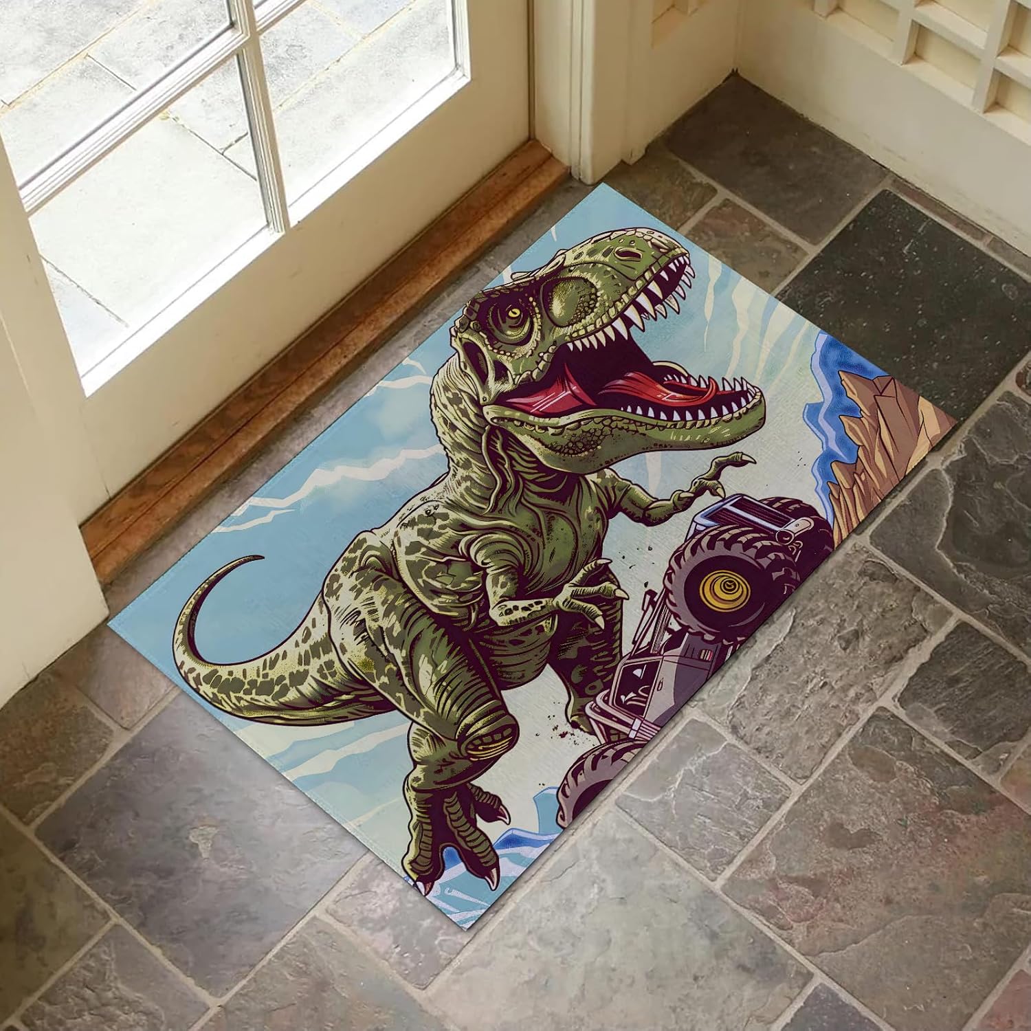 

Retro Route 66 Indoor Door Mat for Entryway, 17x29.5 Inch, Vintage Classic Americana Car Floor Doormat for Home Decor, Non-Slip 40x60cm