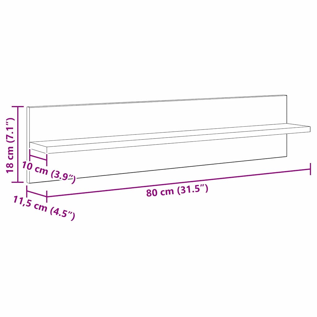 Wall Shelf Set 4 pcs Artisan Oak Finish 80 x 11.5 x 18 cm Engineered Wood