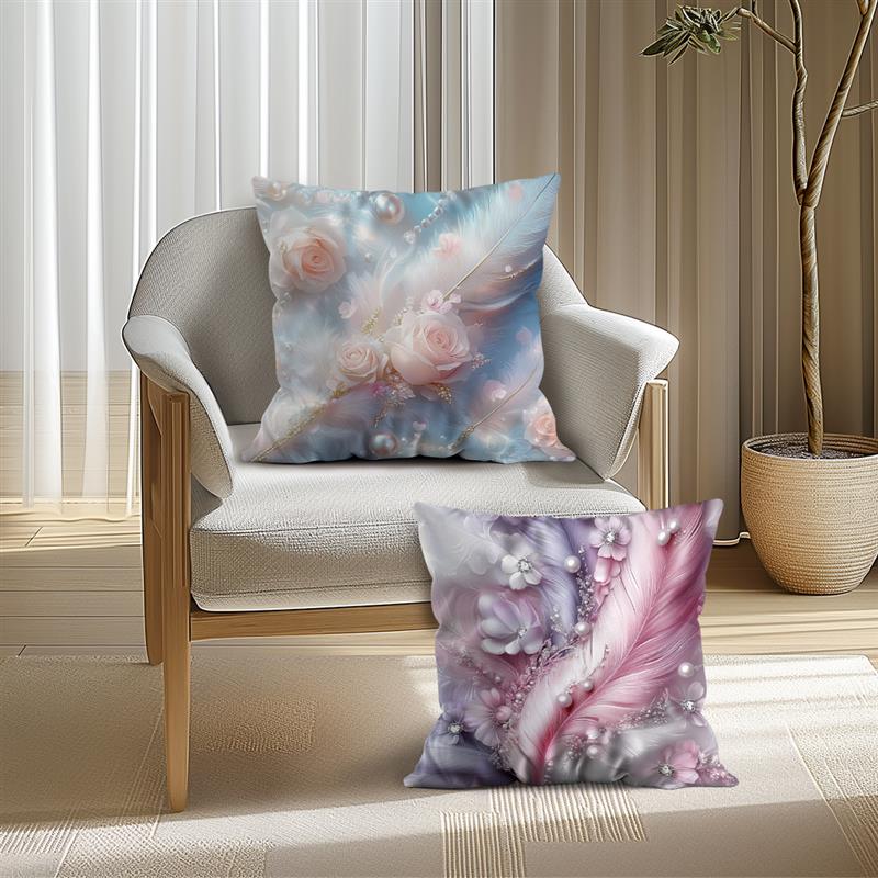 1 Pc Plume Decor Pillow Cover For Home Living Room Bedroom Sofa Office Decorative Pillowcase Soft Throw Pillows 45*45 Cm