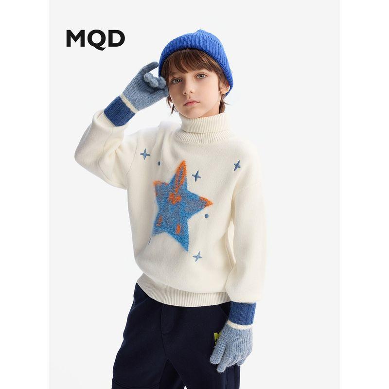 Mqd Children's Clothing Boys' Turtleneck Sweater 2025 Winter New Style Children's Knitwear for Older Kids Thickened Wool