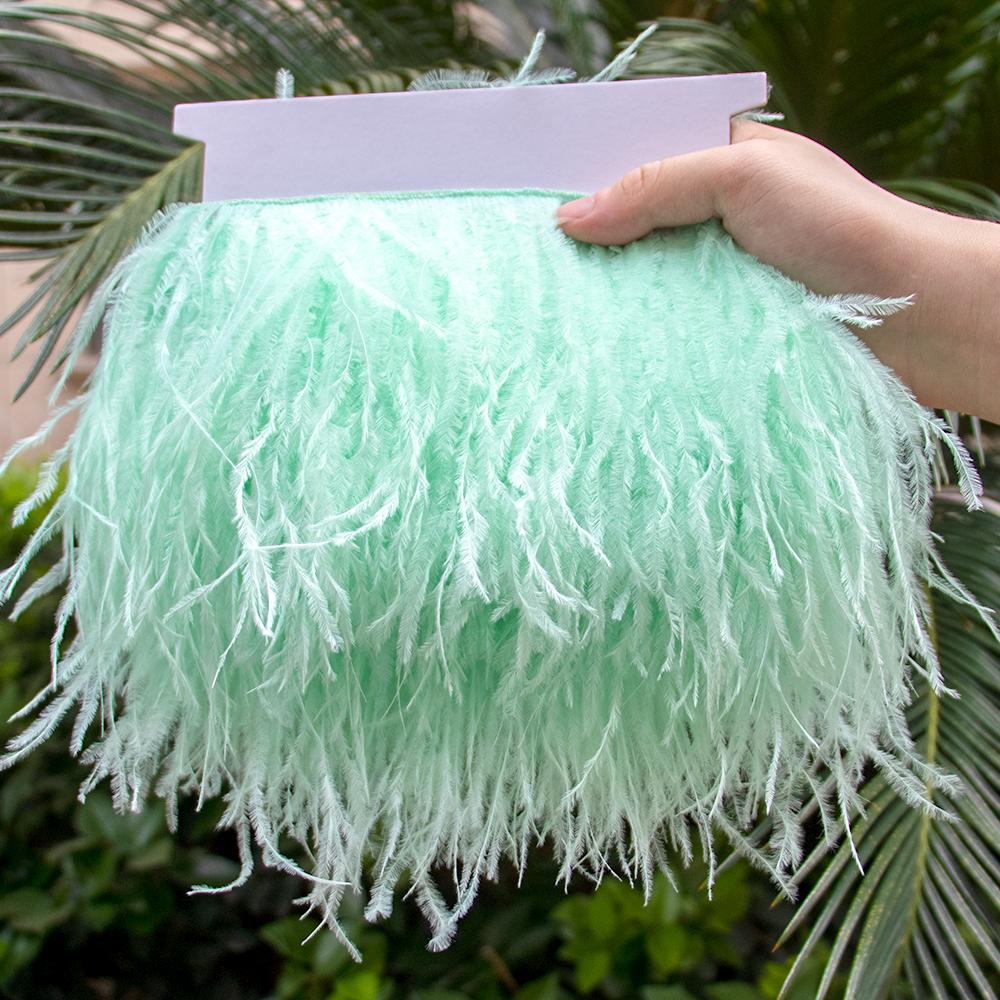 Feather1M Leather Pink Ostrich Feathers Trim 10-22cm Real Ostrich Plumes for Dress Sleeve Jacket Edge Burlesque Carnival Costume Design