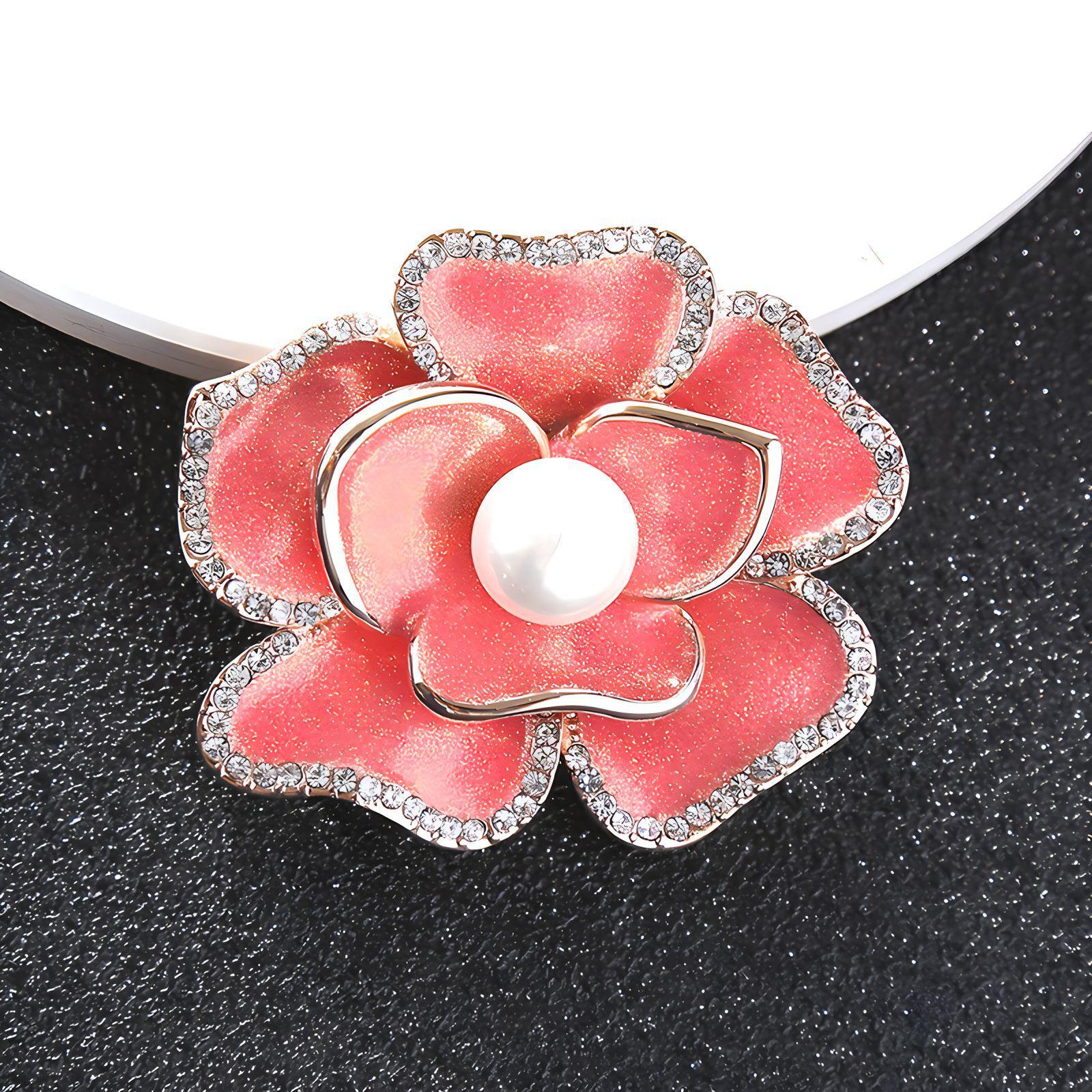 Xiaoxiangfeng Enamel Camellia High-end Women s French High-end Temperament Brooch 4*4cm