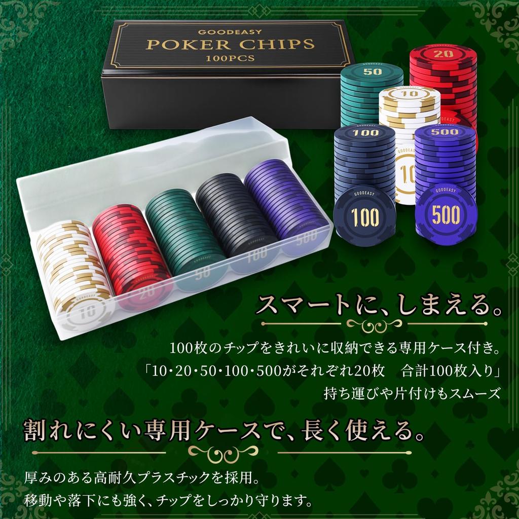 GOODEASY 100-Piece Ceramic Casino-Grade Poker Chip Set with Case, Gift-Ready [Premium Design - Turn Your Home into a Premium Casino]