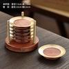 Handcrafted Rosewood Ebony Wood Coaster Set With Copper Inlay Tea Cup Heat Resistant Desktop Drink Mat