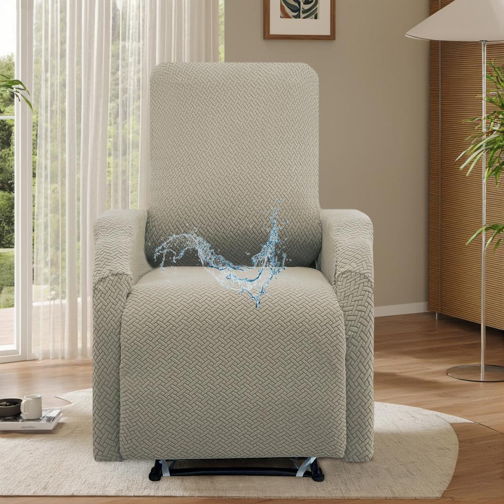 Jacquard T-shaped Waterproof Striped Plaid Small Chivas Sofa Cover Solid Color Elastic Single Massage Lounge Chair Cover Cover