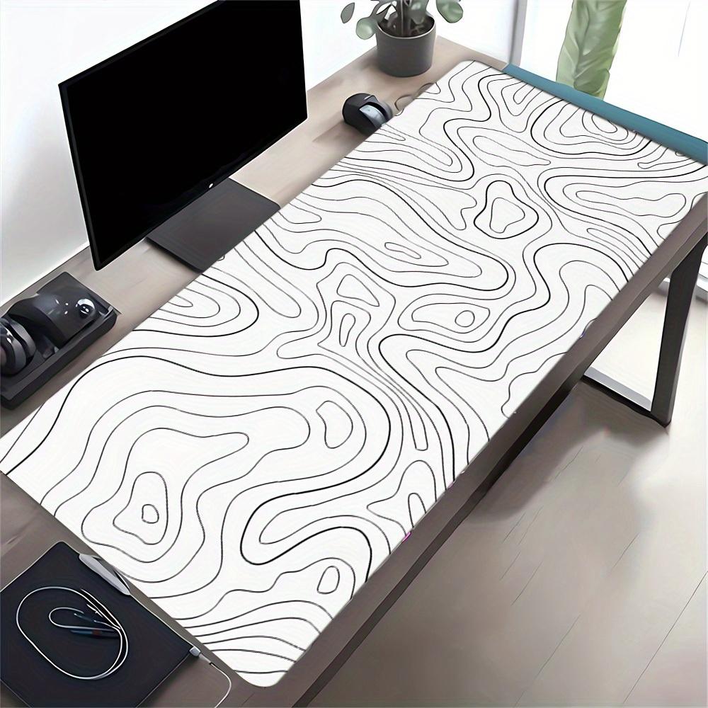 Large Multi-Size Non-Slip Rubber Base Contour, Abstract, Lines Mouse Pad, Stitched Edges Keyboard Desk Mat for School, Office, Home, Gift Fo