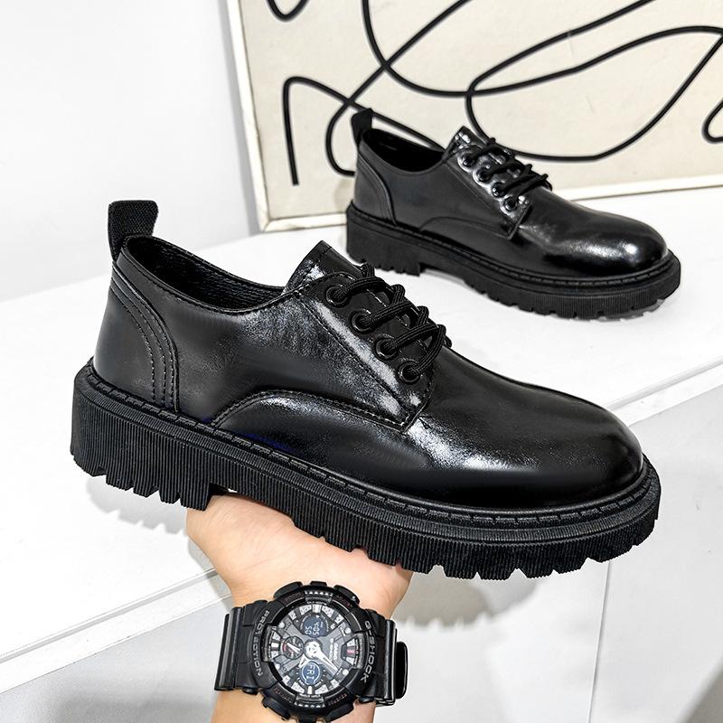 New autumn British style black thick-soled waterproof and wear-resistant business dress casual wedding leather shoes