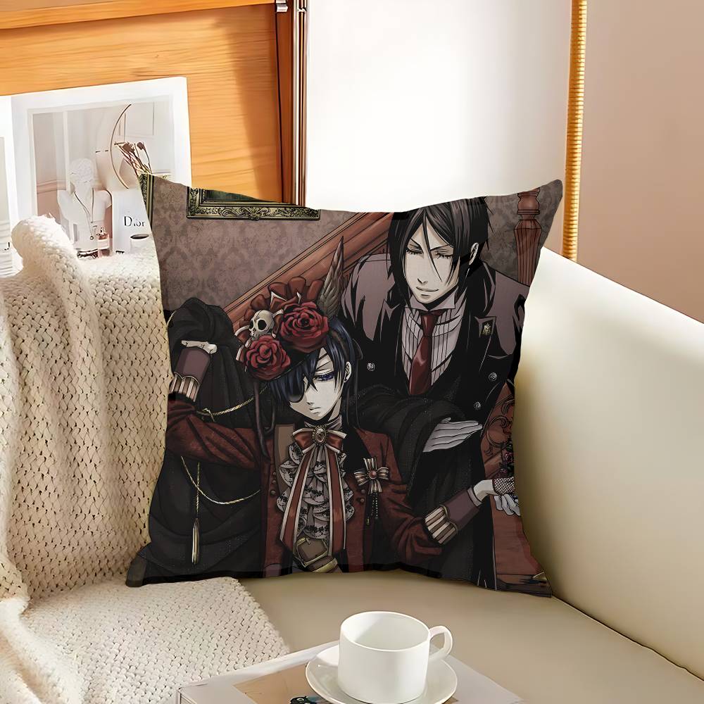 B-Black B-Butler Japanese Anime Cushion Cover Polyester Sofa Cushions Decorative Throw Pillows Home Decoration Pillowcover
