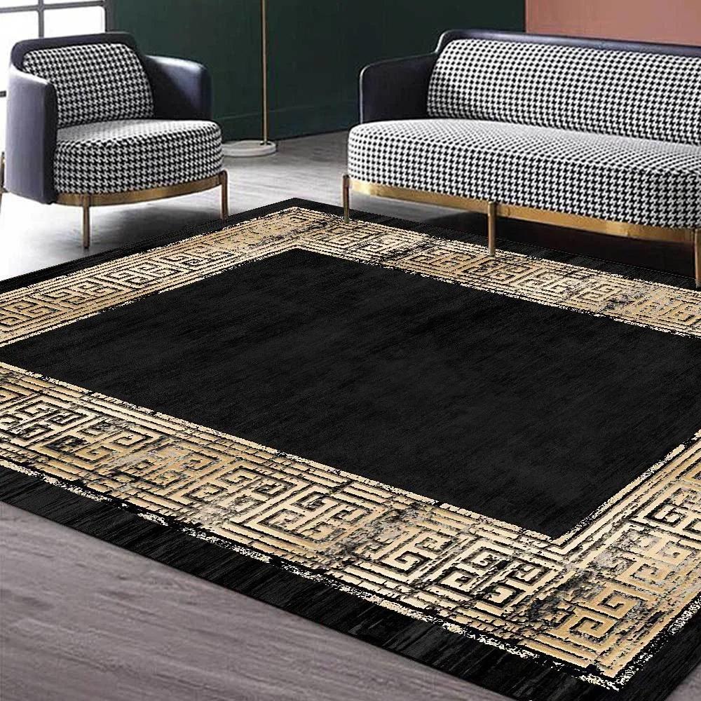 Luxury Carpet for Living Room Modern Black White Geometric Non-slip Lounge Soft Rugs Decoration Home Bedroom Floor Door Mat
