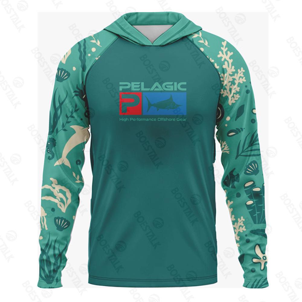 PELAGIC men's and women's long-sleeved breathable sunscreen hooded fishing suit sea fishing boat fishing Luya fishing suit customization