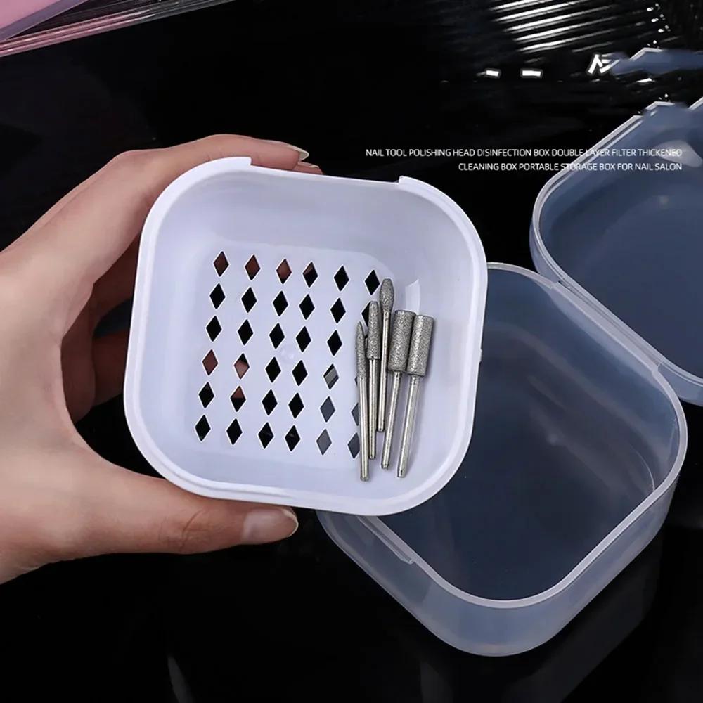 Portable Alcohol Disinfection Filter Cleaning Box Nail Art Drill Bits Grinding Head Disinfection Box Manicure Sterilization Tool