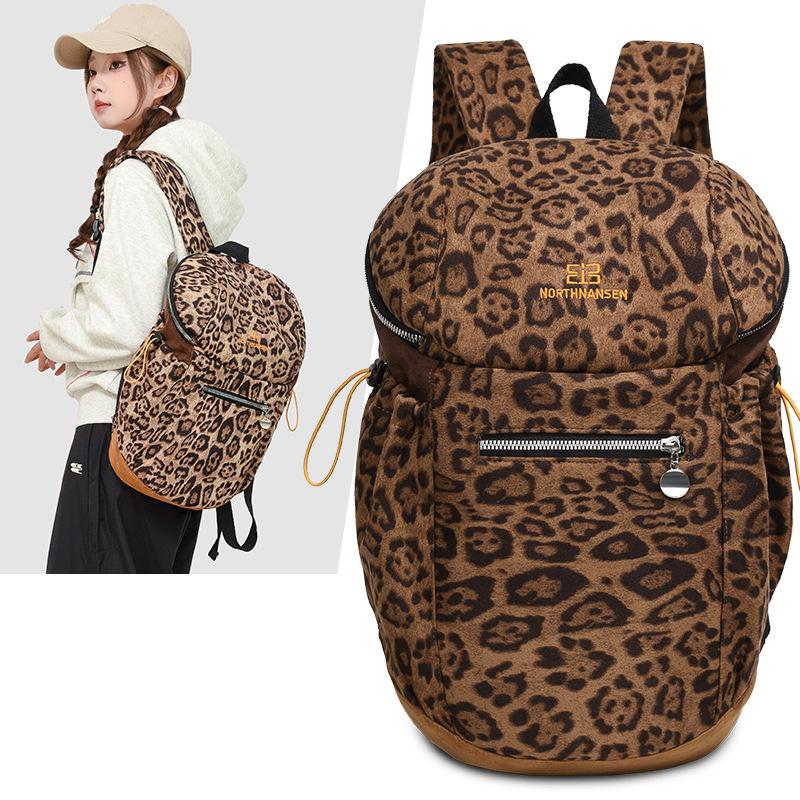 Leopard Print Backpack Student Schoolbag Lightweight Backpack