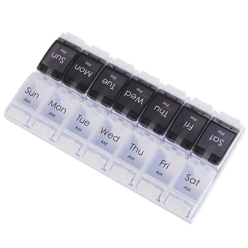 Large Pill Boxes and Organizer 2 Times A Day Pill Case 14 Compartments Pill Dispenser To Hold Big Vitamin Supplements Fish Oil