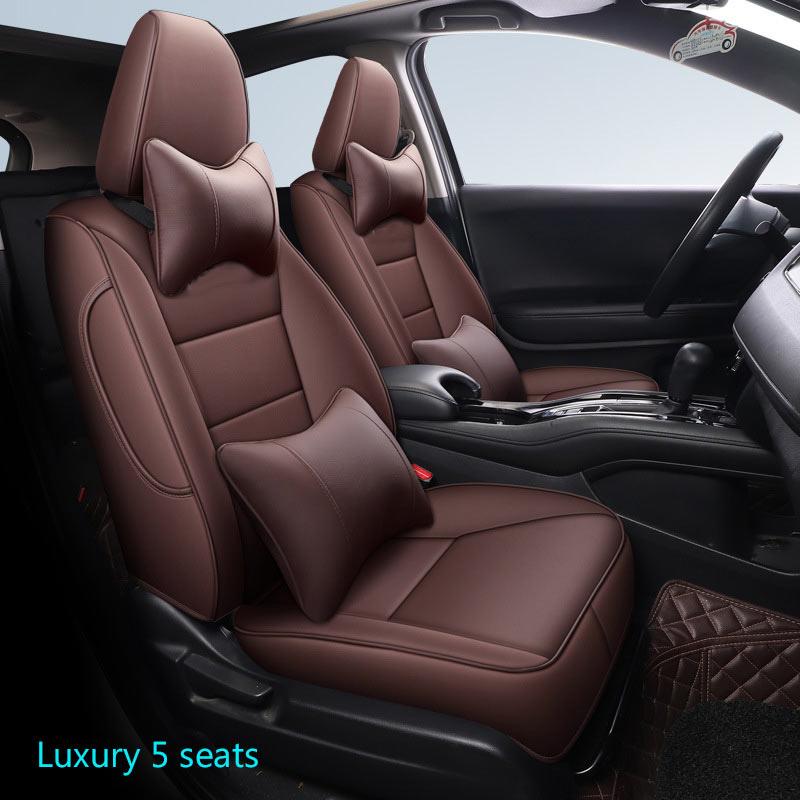 Luxury Styling Car Seat Cover For Honda Vezel HRV XRV 2014-2019 Embroidered Badge Waterproof Leather Auto internal Accessories