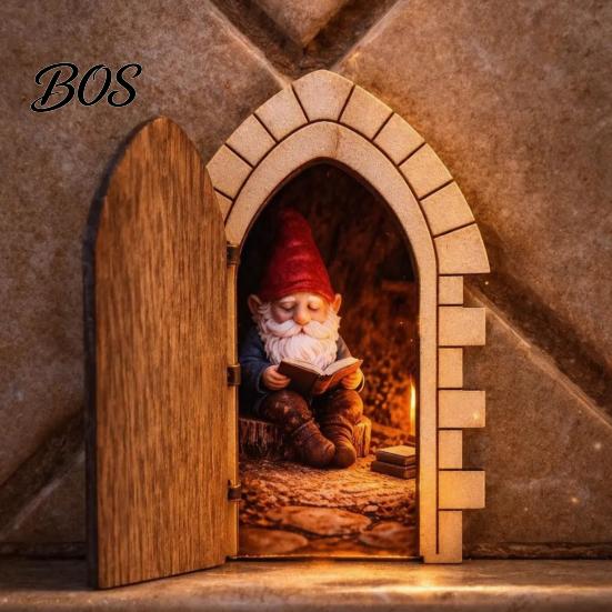 Unique Gifts for Home Decor Fairy Gnome Door Tabletop Ornament, Mini Wooden Elf Figurine, Whimsical Smooth Craft Ornaments Tale Garden Decor, Magical