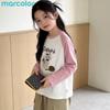 Girls' Cotton Raglan Colorblock Cartoon Print Long-Sleeve T-Shirt
