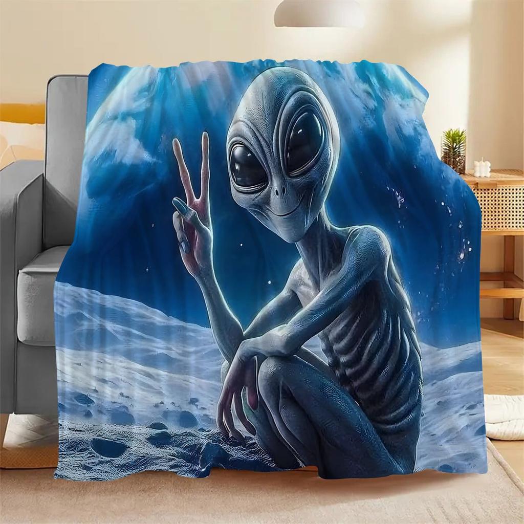 Alien Blanket Extraterrestrial Space Soft Warm Throw for Bed Sofa Office Travel Camping Gift