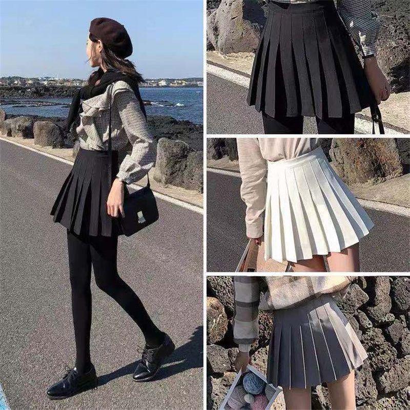 Stylish Women High Waist Pleated Skirt Featuring Comfortable Safety Shorts Inside