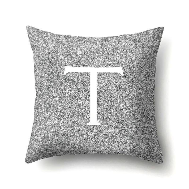 Polyester Pillowcase Home Decoration Gray Bottom Pillowcase 26 English Letter Cushion Cover