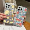 Banana Fruits Pattern Clear Soft Edge Slim Sparkling Phone Case For iPhone 16 Pro Max 15 Pro 14 13 12 11 Feather Glitter Shockproof Hard PC Back Cover