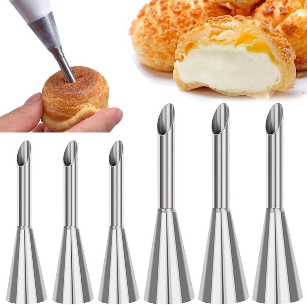 5-Piece Cream Puff Piping Tips Set - Large, Medium, Small, 304 Stainless Steel