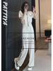 Goddess-Style V-Neck Casual Two-Piece Suit with Slim Wide-Leg Pants, 2025