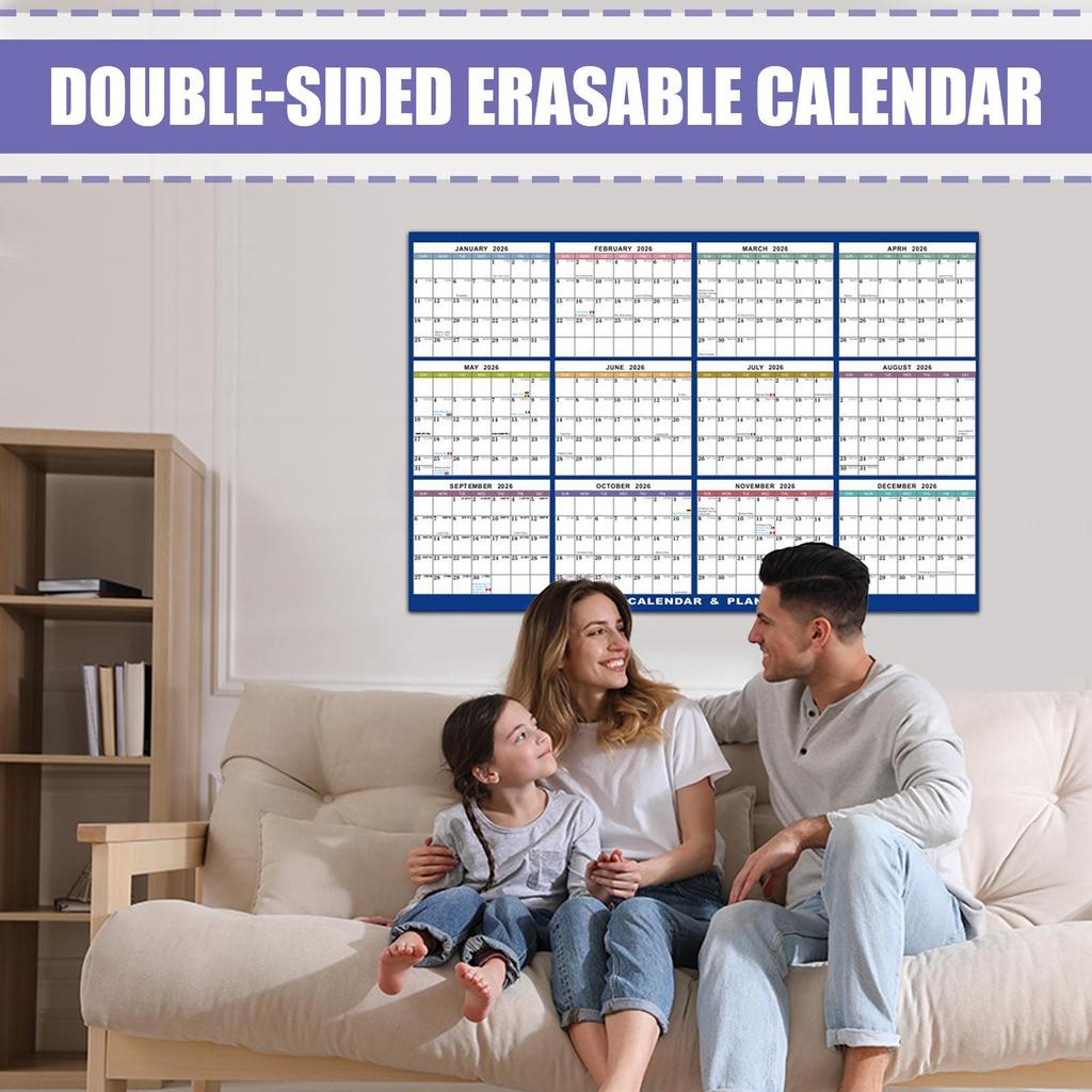 2026 Wall Calendar Large Erasable, Dry-Erase Academic Planner With Foldable Design For Office Classroom Home Decor, Gift