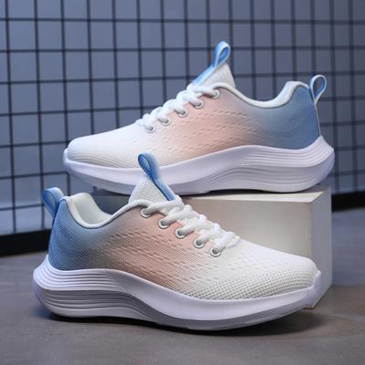 Lässige Damen Laufschuhe mit dicker Sohle, Mesh, leicht, zum Schnüren, Training, atmungsaktiv, rutschfest, weiche Sohle, vulkanisierte Schuhe, Designerschuhe