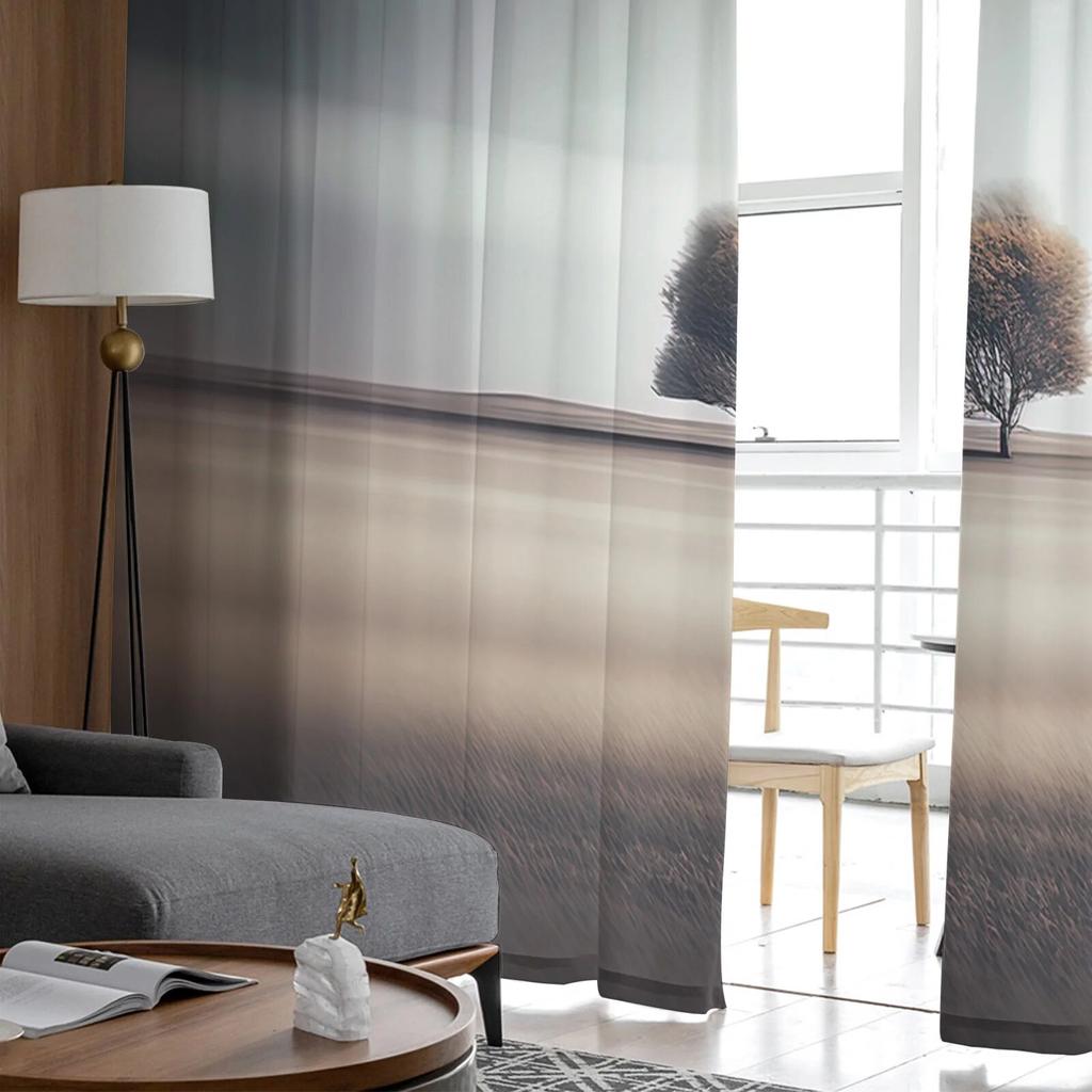 Baum-Grasland-Vorhänge für Wohnzimmer, Schlafzimmer, Tüll-Vorhang für Küche, Voile-Vorhang, Blindpaneele