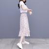 Women  High Waisted Floral A-line Skirt Half Length Skirt Summer Pleated Skirt Medium Length Dress