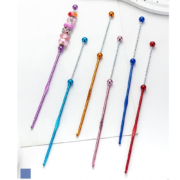 5 Pieces Metal Crochet Needle Beads Crochet Hook Set Metal Knitting Needle Crochet Accessories for Handicrafts