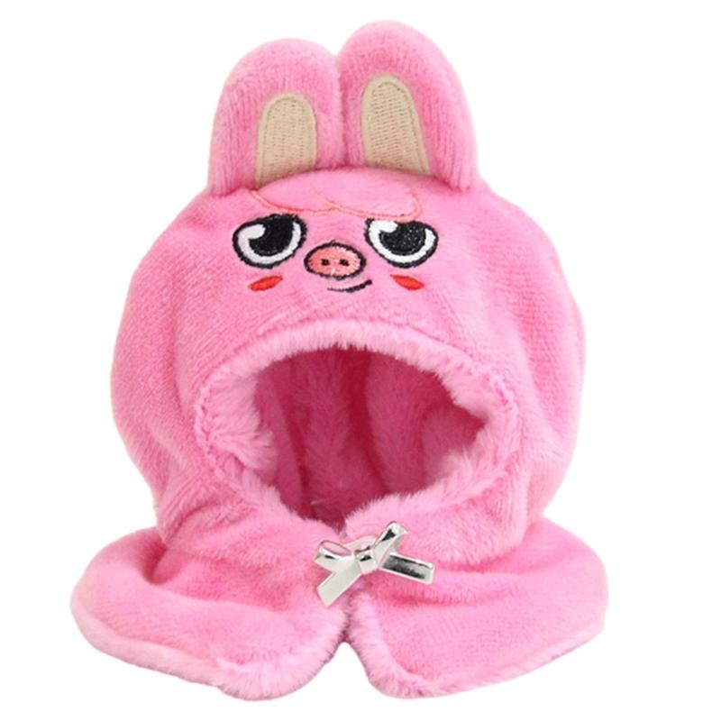 Soft Plush Dog Hooded Cloak For Kids Role Play Costume Accessory Thick PP Cotton Fill Doll Keychain Head Cover