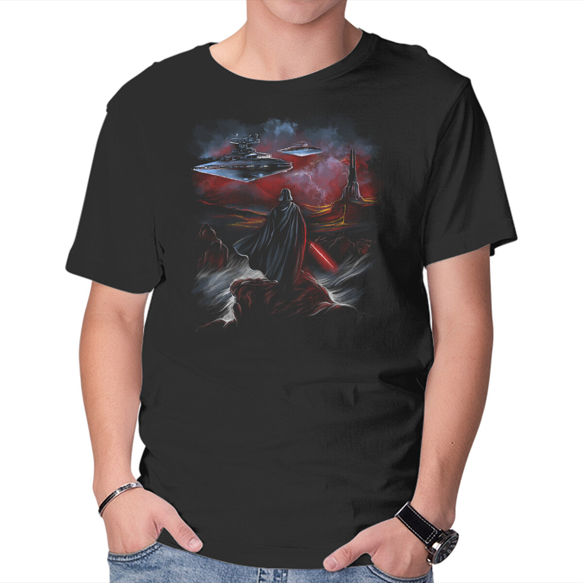 Unisex Crew Neck T-Shirt Wanderer Of The Dark Side Graphic Short Sleeve Casual Tee XXXL