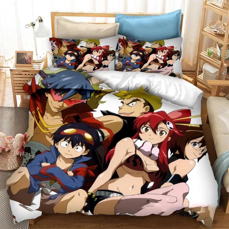 Copripiumino Stampato 3D Anime Tengen Toppa Gurren Lagann Set Biancheria da Letto Matrimoniale Singolo Matrimoniale Queen King Adulto Bambino Biancheria da Letto Copripiumino