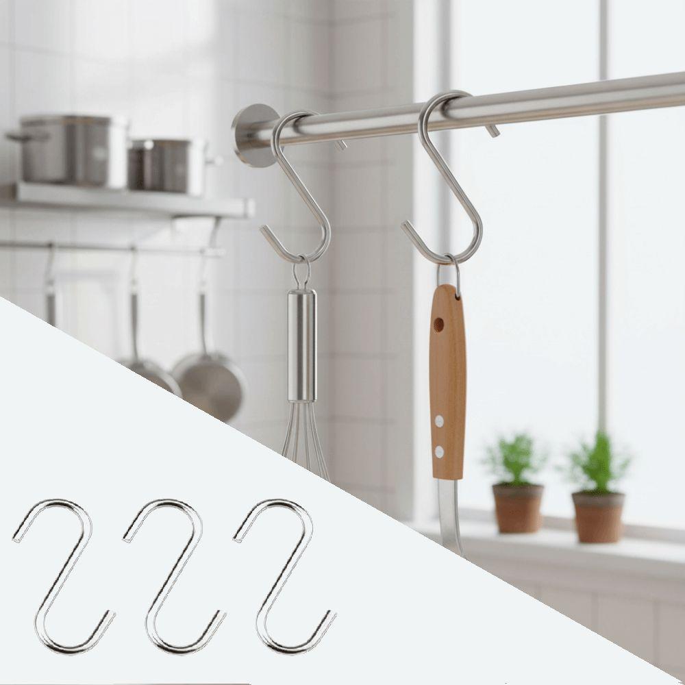 20PCS Multi-Use Stainless Steel Hangers Sturdy Hanging Hooks Household Organizer Metal Hooks  Garden
