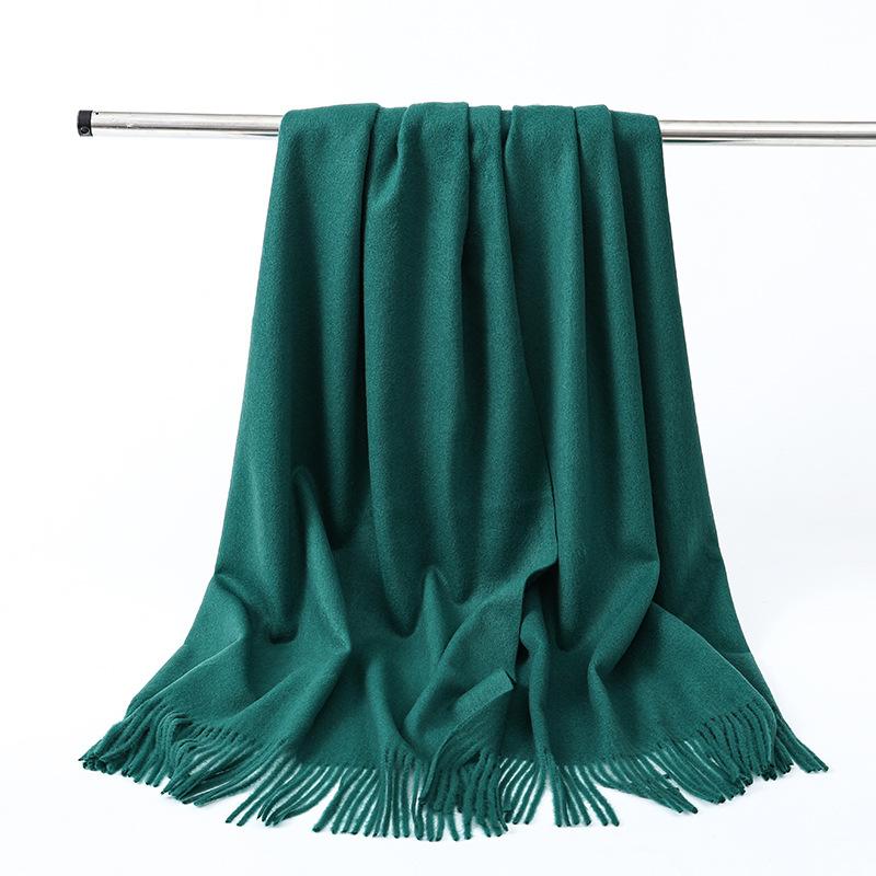 Wool Scarf Women's Winter Korean Style Thickened Warm Solid Color Scarf Shawl High End Versatile Cashmere Scarf