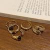 18k Gold Plated Tiger Eye Open Ring - Retro, High-End, Versatile Fashion Jewelry.