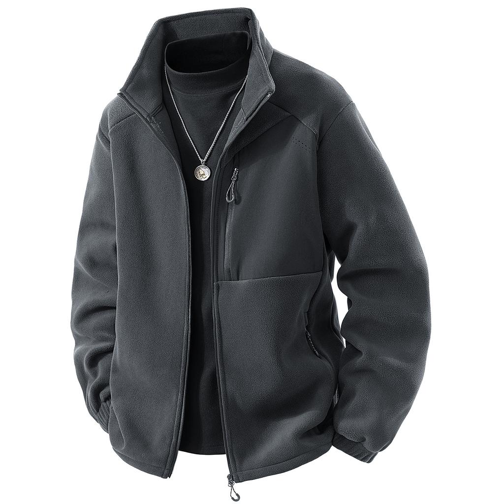 Autumn and Winter New Men's Fleece Plus Velvet Padded Austrian Fleece Outdoor Leisure Windproof Warm Coat.