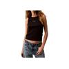 Minimalist Comfortable Versatile Letter Ribbed Knit Tank Top Women Tops Black 47AB800-UB1