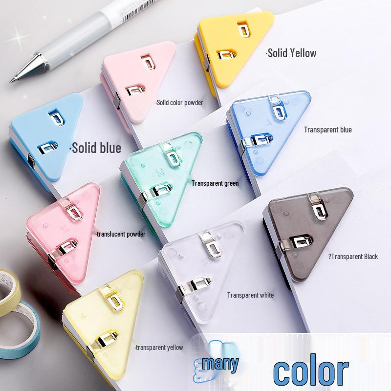 Transparent Triangle Corner Clip for Student File Organization and Storage