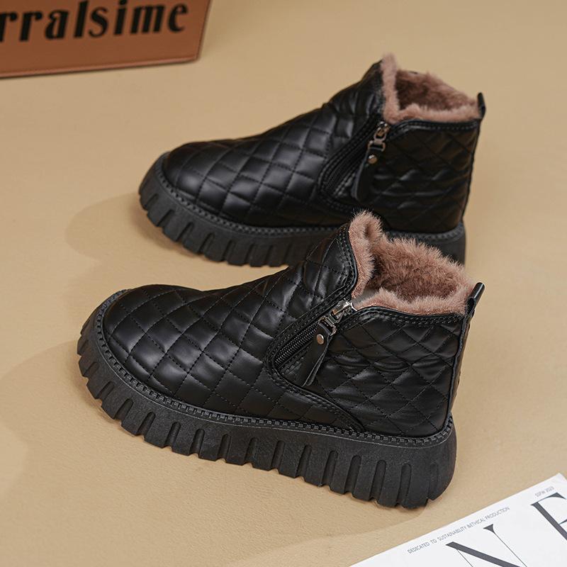 Snow boots women's 2025 winter new women's shoes fleece thickened bread shoes heightened thick-soled warm short cotton shoes women