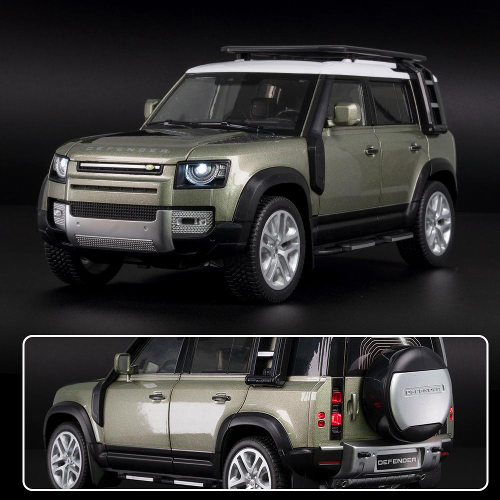 Large 1:18 Land Rover Defender SUV Off-road Alloy Model Car Diecast Toy Car Collection Simulation Sound Light Children Day Gifts