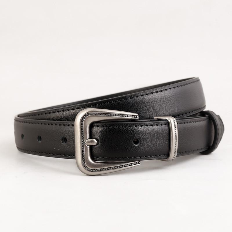 Genuine Leather Womens Belt For Casual Office Wear With Alloy Buckle чёрный