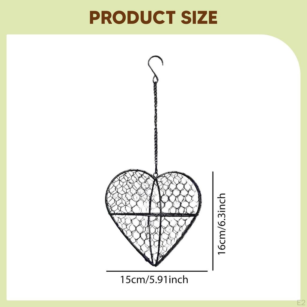 Heart Shaped Hanging Planter Metal Wire Decorative Sturdy with Chain & Hook Flower Pot Air Plant