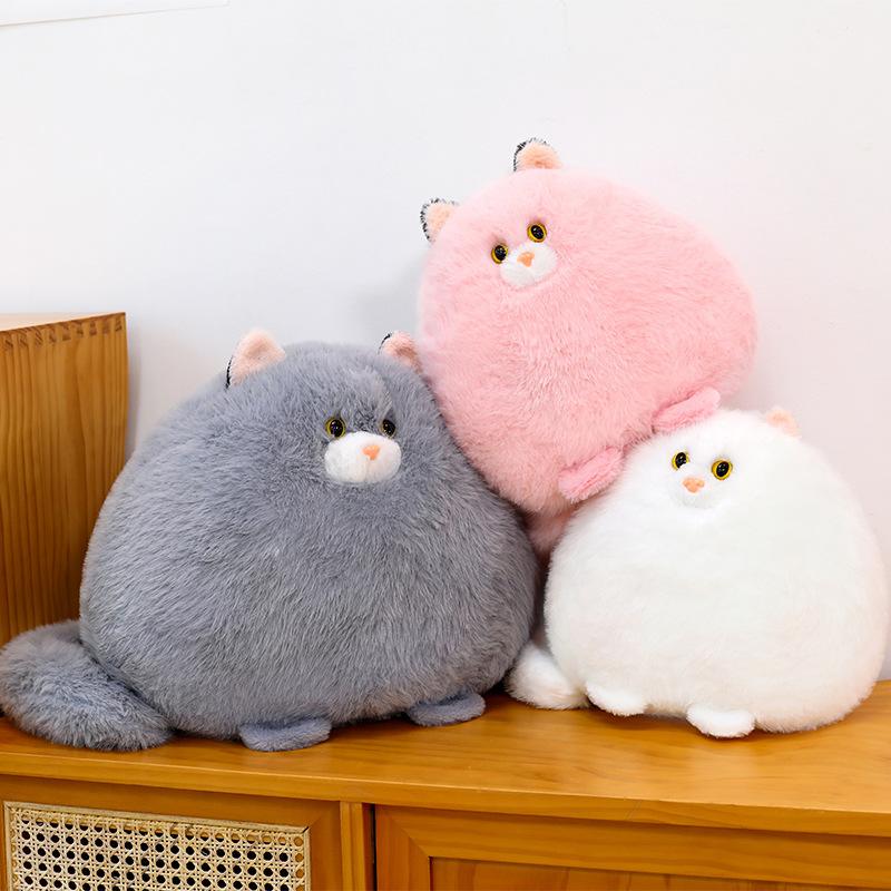 Cute Chubby Cat Dolls Plush Toys Cloth Dolls Throw Pillows Long-tailed Cat Dolls Birthday Gifts for Kid Boys and Girls